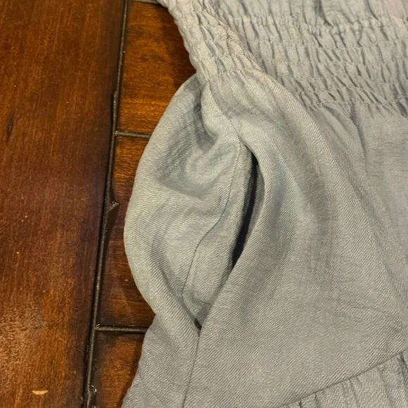 NWT Vince Medium Dusty Blue Gauze Tiered V-Neck Sleeveless Dress (ABBA) - Picture 11 of 16